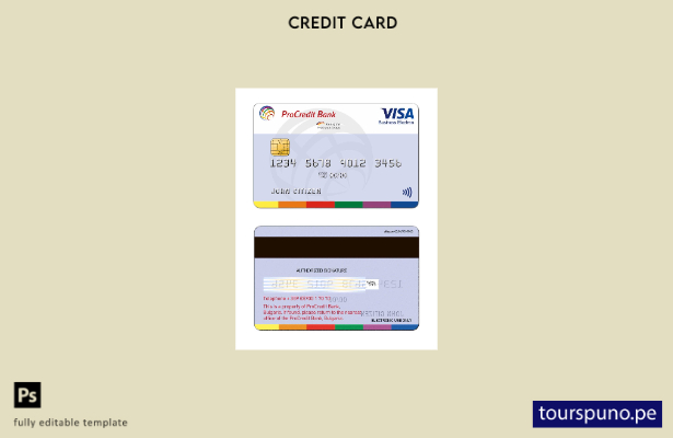 listo para imprimir Plantilla de tarjeta Visa Electron del banco ProCredit de Bu
